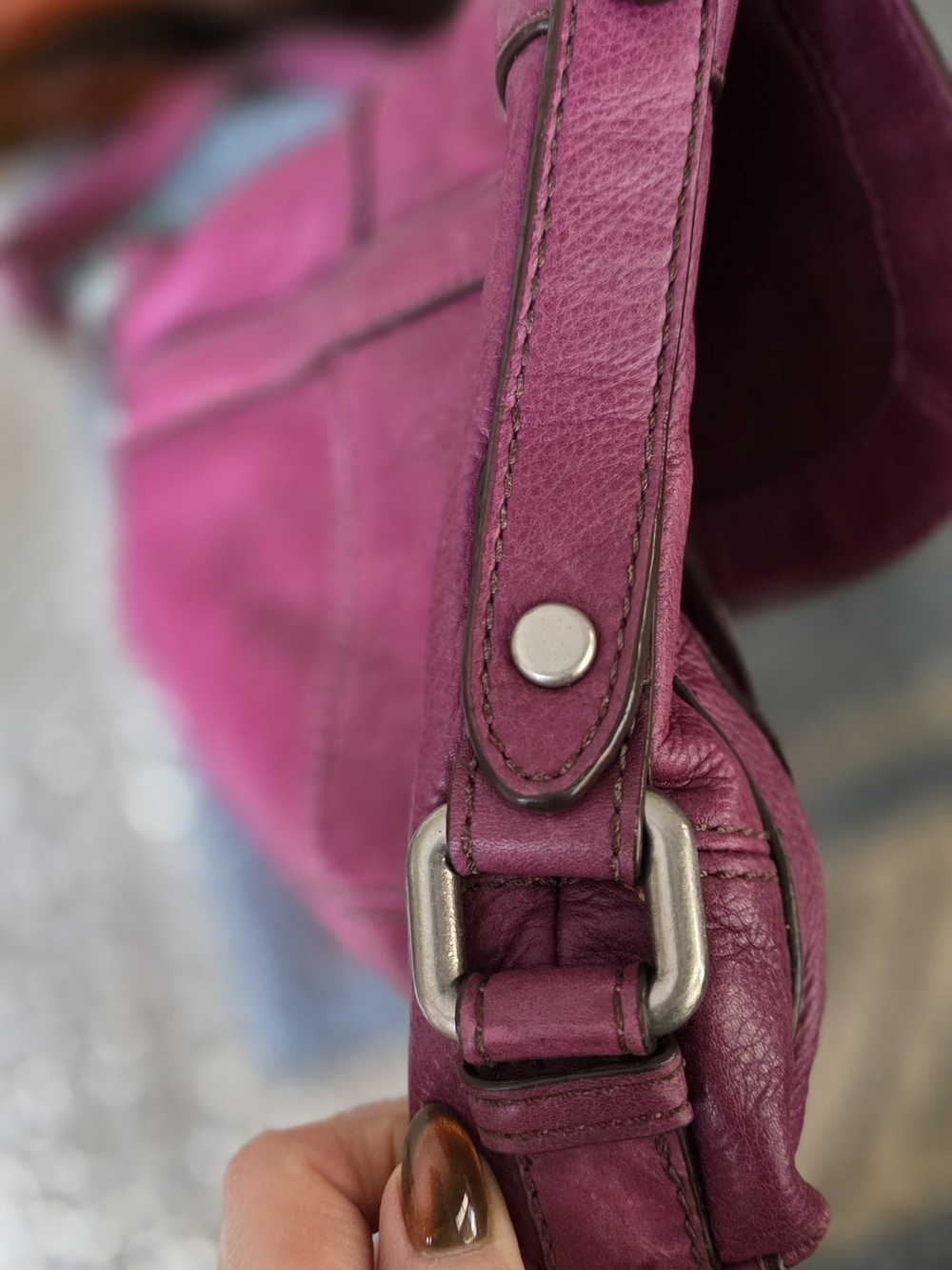 Fossil Raspberry Leather Crossbody with Key Charm - Picture 5 of 7